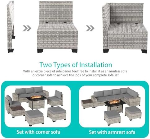 Outdoor Patio Furniture Set PE Wicker Rattan Outdoor Sectional Sofa - Image 3