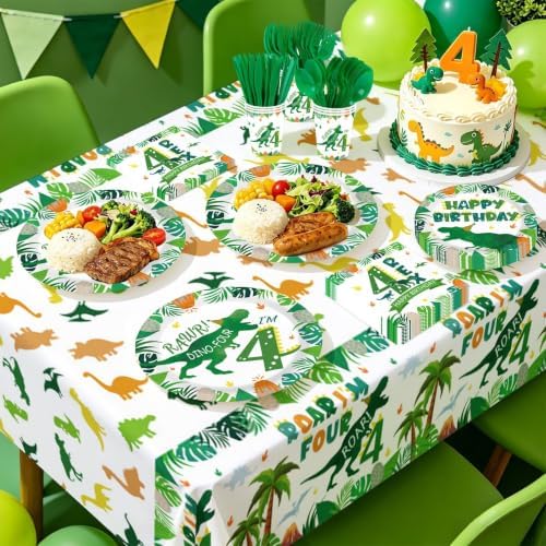 170 Pcs Dinosaur 4th Birthday Party Decorations for Boys Serves 24 - Image 5