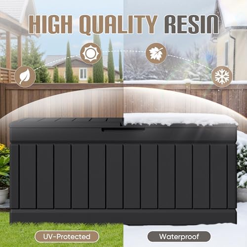 JUMMICO 78 Gallon Deck Box Waterproof Resin Outdoor Storage Box - Image 3