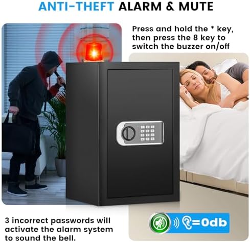 [19.7" Tall] Safe Box, 3.5 Cuft Home Safes with Fireproof Waterproof Bag - Image 5