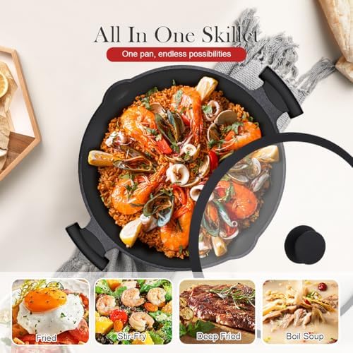 14 Inch Large Deep Frying Pan Skillet with Lid, Saute Pan Nonstick - Image 6