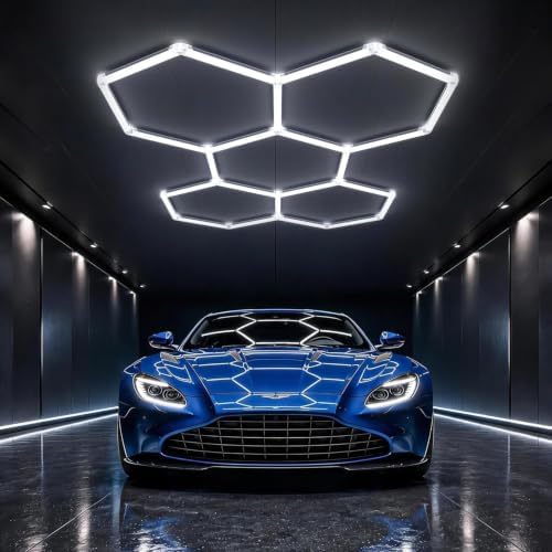 HYPERLITE Gen II Hexagon Garage Lights: 168W 16800LM 5 Grids Hexagon Led Light, 6500K Ultra Bright Honeycomb Hex Lights, Durable Design for Garage, Shop, Basement, Barber, Homegym by HYPERLITE