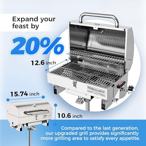 Halbtrocken Stainless Steel Marine Gas Grill with Rod Holder Mount & Cover - Image 3