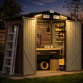 Aoxun 6'x4' Outdoor Shed with 2 Pack Motion Sensor Light, Brown by Aoxun