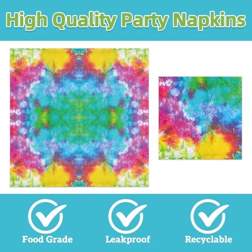 40pcs Tie-Dye Party Supplies Tie-Dye Party Plates and Napkins for Hippie Rainbow Pastel Tie Dye Birthday Party Supplies,Suitable for 20 Guests. - Image 4