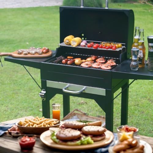 MASTER COOK Charcoal Grills with Two Side Tables, 342 SQIN Cooking Area Outdoor Smoker Barbecue bbq grill for Camping, Patio,Backyard Party, Picnic, Black - Image 5