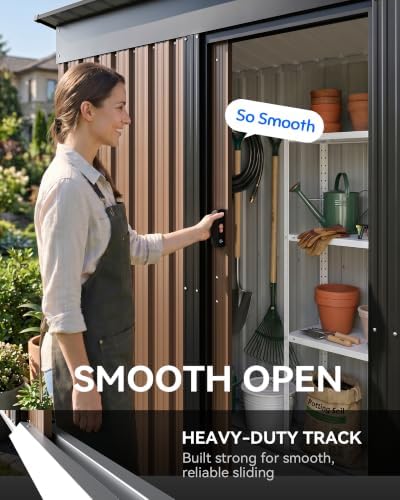 5x3 FT Metal Outdoor Storage Shed with Sliding Doors & Lock - Image 3