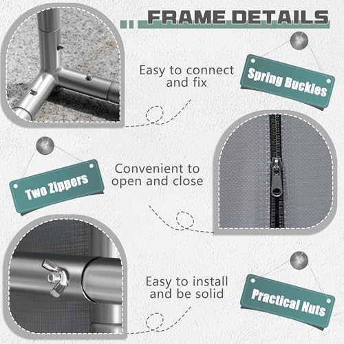 Flamaker 6' x 3' Small Bike Tent Storage with PE Fabric and Steel Frame - Image 3