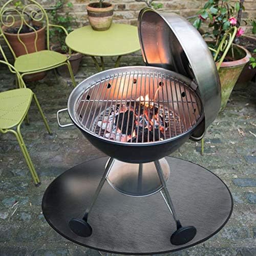 Round Ember Mat for Under Grill Fire Pit, Fire Pits Mat for Deck, Flame Retardant Heat Resistant BBQ Gas Grill Air Fryer Protective Mat for Patio Lawn Ground Outdoor Campsite Firepfoof Pad Black (24") - Image 4
