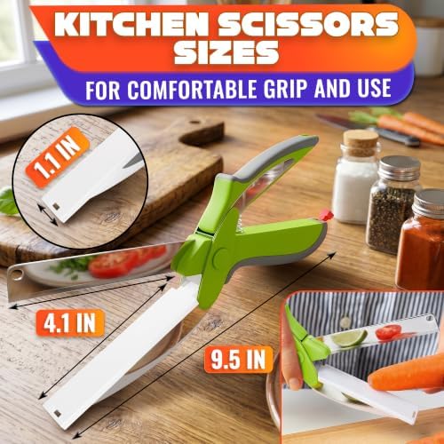 2 in 1 Kitchen Scissors for Food with Cutting Board, Safety Lock - Image 2