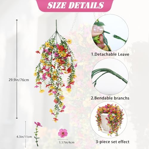 RECUTMS Artificial Hanging Plants UV Resistant Faux Silk Orchid Flowers - Image 2