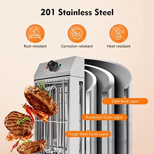 LOYALHEARTDY Commercial Electric Grill Griddle, Electric Indoor Grill BBQ Grill with Temperature Control, Removable Grill and Griddle Plates, Stainless Steel Flat Hotplate Smokeless Grill - Image 5