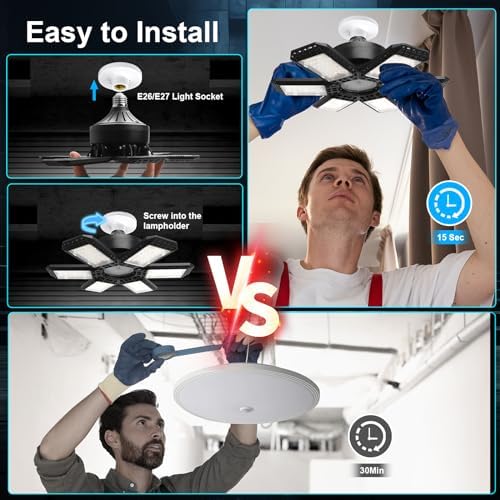 LED Garage Lights 2 Pack, Garage Lights Ceiling LED 28000LM 6500K - Image 3