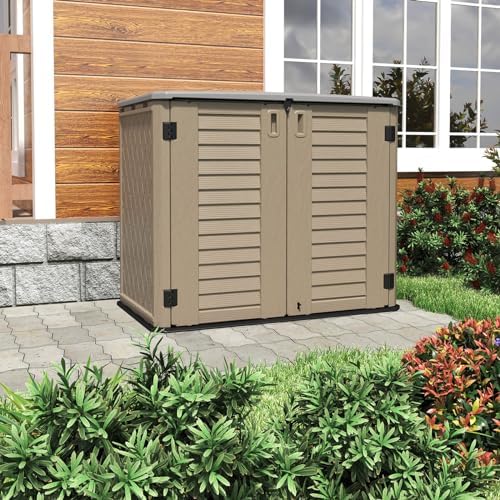 HOMSPARK Outdoor Storage shed, 26 Cu.ft Outdoor Storage Box Waterproof, Outdoor Storage Cabinet for Bike, Garbage Cans, Lawnmower, Garden Accessories, Waterproof, Lockable - Image 2