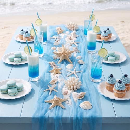 NatNarr 30 Pcs Light Blue Plates 9" Scalloped Blue and White Dessert Plates - Image 7
