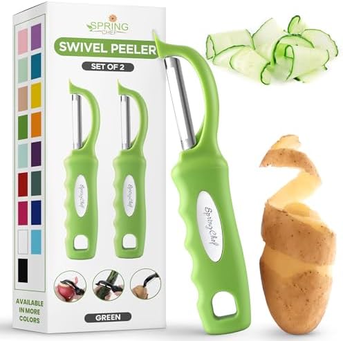 Spring Chef Swivel Vegetable Peeler with Soft Grip Handle, Set of 2, Green by SpringChef
