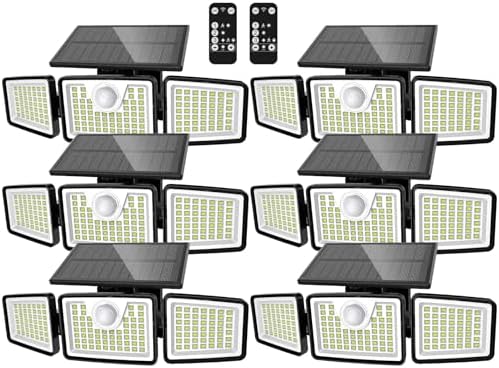 daphino 2500LM Solar Lights, Motion Sensor Outdoor Lights, 3-Head, 6 Pack by ChargebySunLightUpHome