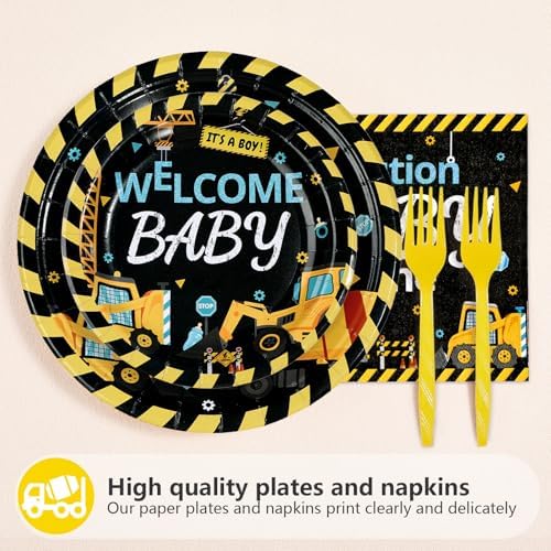 96Pcs Construction Baby Shower Party Decorations, Serves 24 - Image 2
