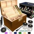 HOVANZO Premium Large Bamboo Storage Box with Organizer Tray - Storage Wood Box and Accessories - Decorative Box with Combination Lock - Large Wooden Container - Box Kit with Glass Jars by hovanzo