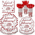 Zubebe 175 Pcs Special Delivery Pizza Baby Shower Tableware Set Serves 25 by Zubebe