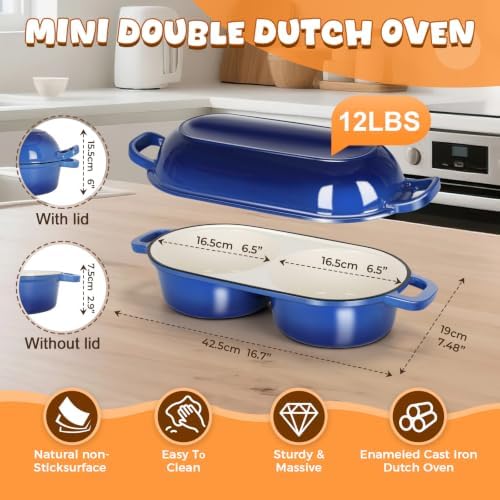 Double Dutch Oven for Sourdough Bread Baking, 2.6QT (Blue) - Image 2