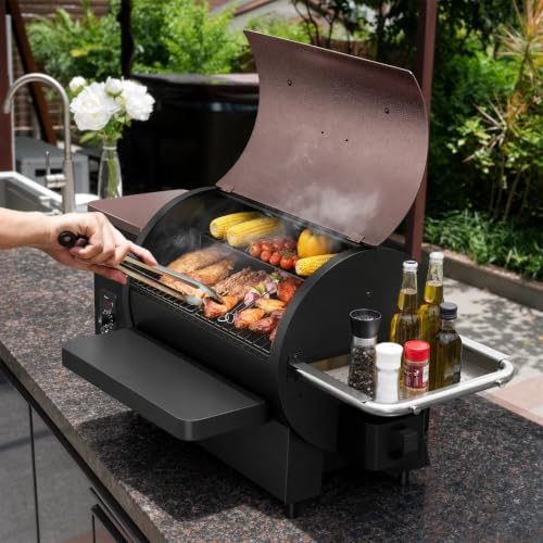 KingChii Electric Detachable Split Wood Pellet Grill Smoker, 485.5 SQ.IN Multi-Layer Surface, PID 180-425°F Temp Control, Foldable Wheeled Portable Design, 8-in-1 BBQ Grill for RV Camping Tailgating - Image 3