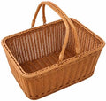 2‑Pack Large Poly Wicker Baskets, Handwoven PVC Picnic Storage with Handles by Unknown
