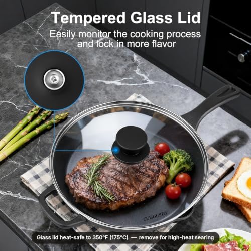 10 Inch Cast Iron Skillet with Glass Lid, Pre-Seasoned Frying Pan - Image 5
