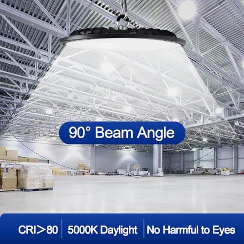 6 Pack UFO High Bay LED Shop Lights 250W, 30000 LM, 5000K, AC110-277V - Image 4