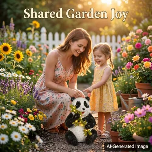 10.3 Inch Large Solar Garden Panda Statue - Image 7