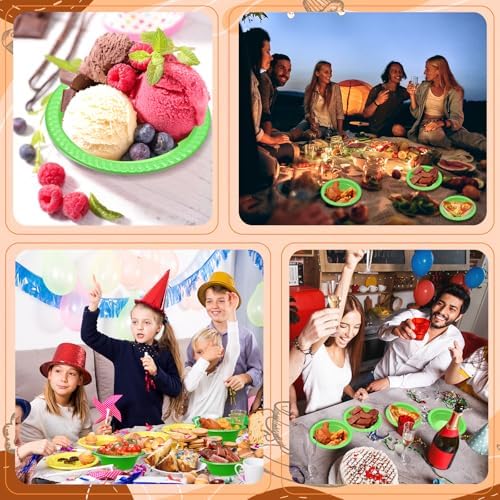 24 Pack 12 oz Disposable Plastic Bowls Dessert, Ice Cream, Salad, Soup Serving Cups for Party, Picnic, Food Snacks (Green) - Image 7