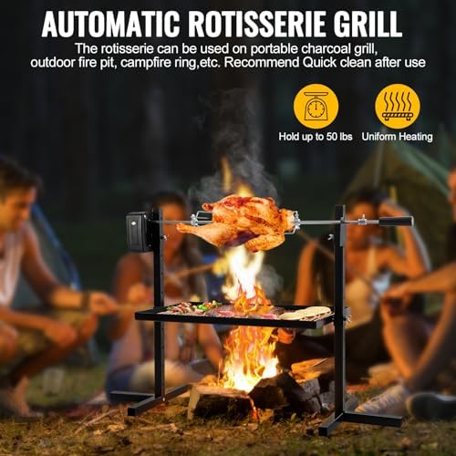 Rotisserie Grill Kit Tripod Rotisserie Stand, 29" Roaster Charcoal Spit With Portable DC 3V Motor Motor & Adjustable Height For Outdoor Camping Party - Image 5