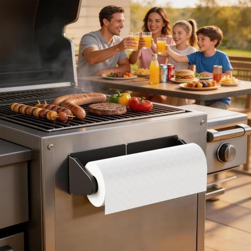 Magnetic Kitchen Organizer Set, Storage Basket & Paper Towel Holder - Image 4