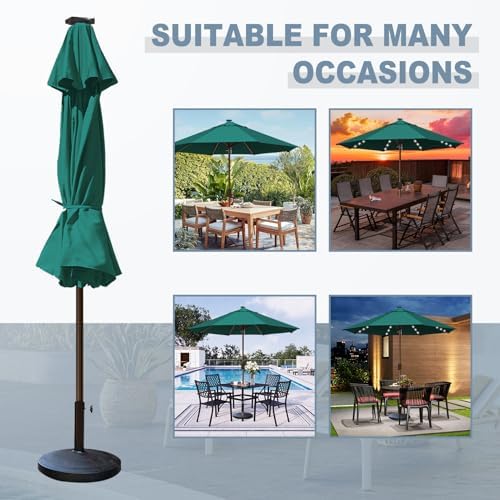 EliteShade USA 10-Year-Non-Fading 10ft Market Patio Umbrella, Commercial Grade Table Sun Umbrella with 80 Solar LED Lights, Crank Open, Windproof & UPF 50+ UV Protection for Garden, Deck, Pool, Backyard, No Tilt, Forest Green - Image 6