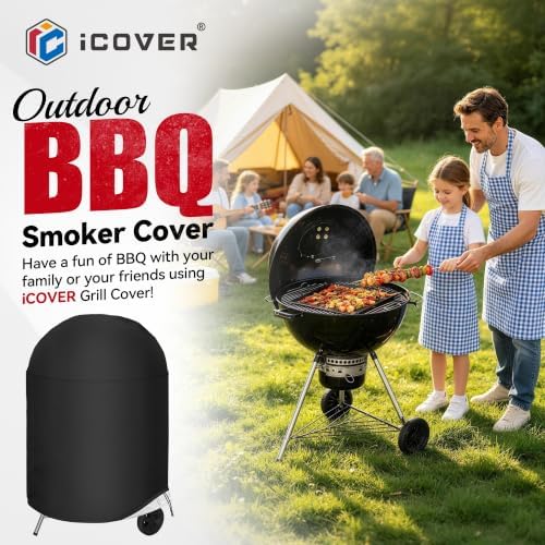 i COVER Round Grill Cover, 40" Dia x 34" H Smoker Cover, Kettle BBQ Cover - Image 6