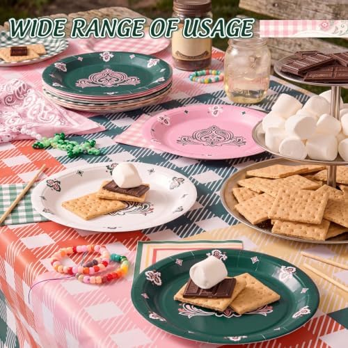 24 Pcs Camp Bachelorette Paper Plates 9" Gingham Decorations - Image 5