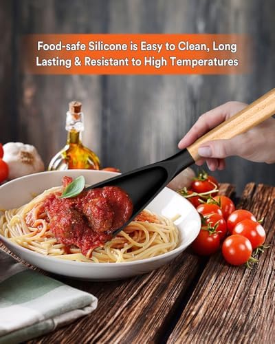 Badiano Silicone Cooking Spoon for Nonstick Cookwares, Multi-function,13.4" - Image 3