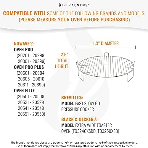 2 inch Anti Rust Stainless Steel Grill Rack Compatible with Nuwave® Oven Pro, Pro Plus, Elite, Breville, Black & Decker, Convection Oven Replacement, Stackable, Reversible 1 inch for Cooking, Cooling - Image 2