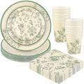 Kochorie 96 Pieces Sage Green Floral Party Supplies Elegant Floral Disposable Tableware Set Includes 9 Inch and 7 Inch Paper Plates, Cups, Napkins Serves 24 Guests for Birthday Baby Shower Wedding by Kochorie