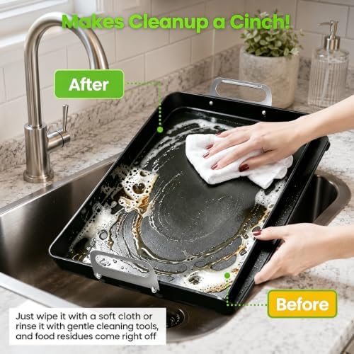 Upgraded Portable Steel Griddle for Gas Grill, Non-Stick Coating, Non-Toxic - Image 5