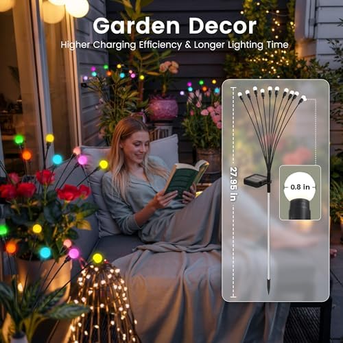Solar Garden Lights, 2 Pack Color Changing Solar Christmas Decor - Image 4