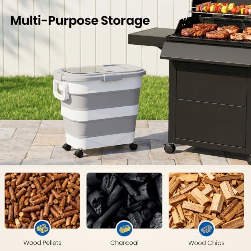Wood Pellet Storage Container 30-40lbs, Wheeled Bin with Clear Window - Image 6