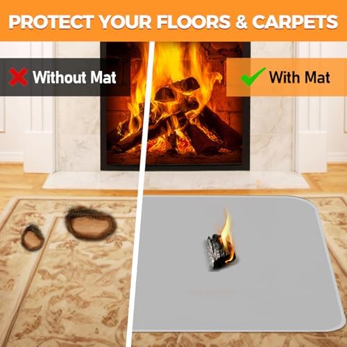 Fireproof Fireplace Rug for Home Protection, 3'6'' x 2' x 0.04'', Grey - Image 5
