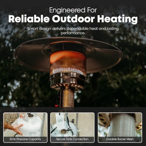 GasOne 50,000 BTU Outdoor Propane Patio Heater, Stainless Steel with Wheels - Image 5