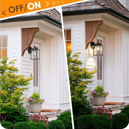 MATAMEYE Outdoor Wall Lantern, Exterior Waterproof Wall Sconce Light Fixtures, Black Front Door Lighting, Anti-Rust E26 Socket Porch Lamp, 2 Pack - Image 5