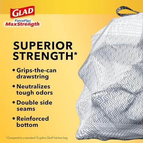 Glad Tall Kitchen Trash Bags 13 Gallon, MaxStrength Eucalyptus and Peppermint Garbage Bags, Drawstring, 90 Count - Image 6