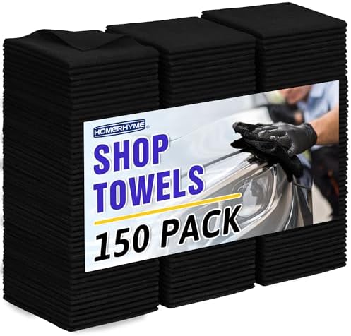 Microfiber Cleaning Cloth, 150 Pack Black Cleaning Rags Microfiber Towel Bulk Absorbent Lint-Free Wash Cloths, All-Purpose Towels for Cars, Shop, Automotive, Garage, Home & Kitchen by HOMERHYME