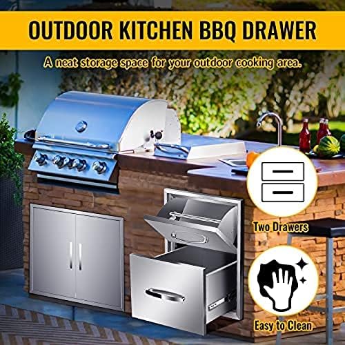 Stainless Steel Outdoor Kitchen BBQ Island Drawers - Flush Mount Triple Access, 16Wx20Dx20H - Image 7