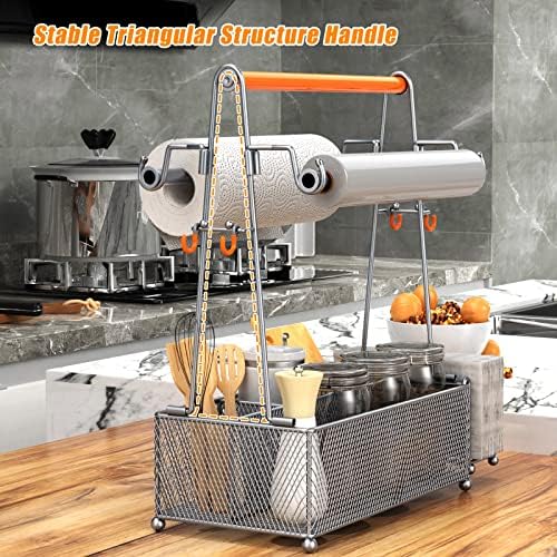 PHINOX Utensil Caddy Picnic Organizer with Handle Plates Napkins - Image 2