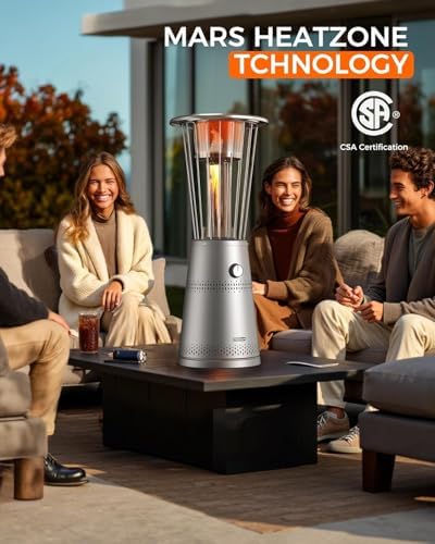 Tabletop Heater Patio Heater, 11,000 BTU Propane Patio Heater for Commercial, Balcony & Porch, Quartz Glass Tube, Portable Small Heater For Outdoor Use - Grey - Image 4